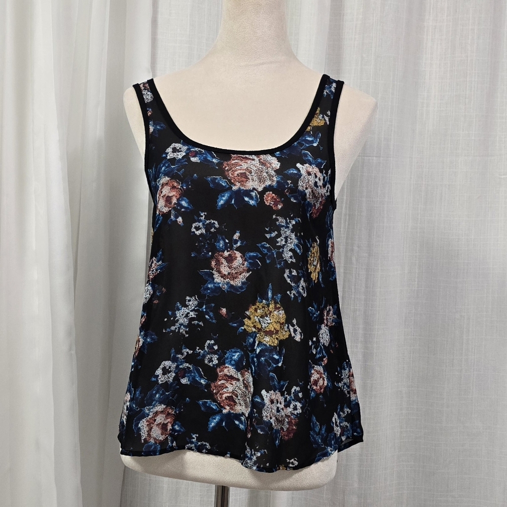 2/$30 Sheer Floral Womens‎ Tank Flowy Hem Whimsical Fairy Summer Y2K